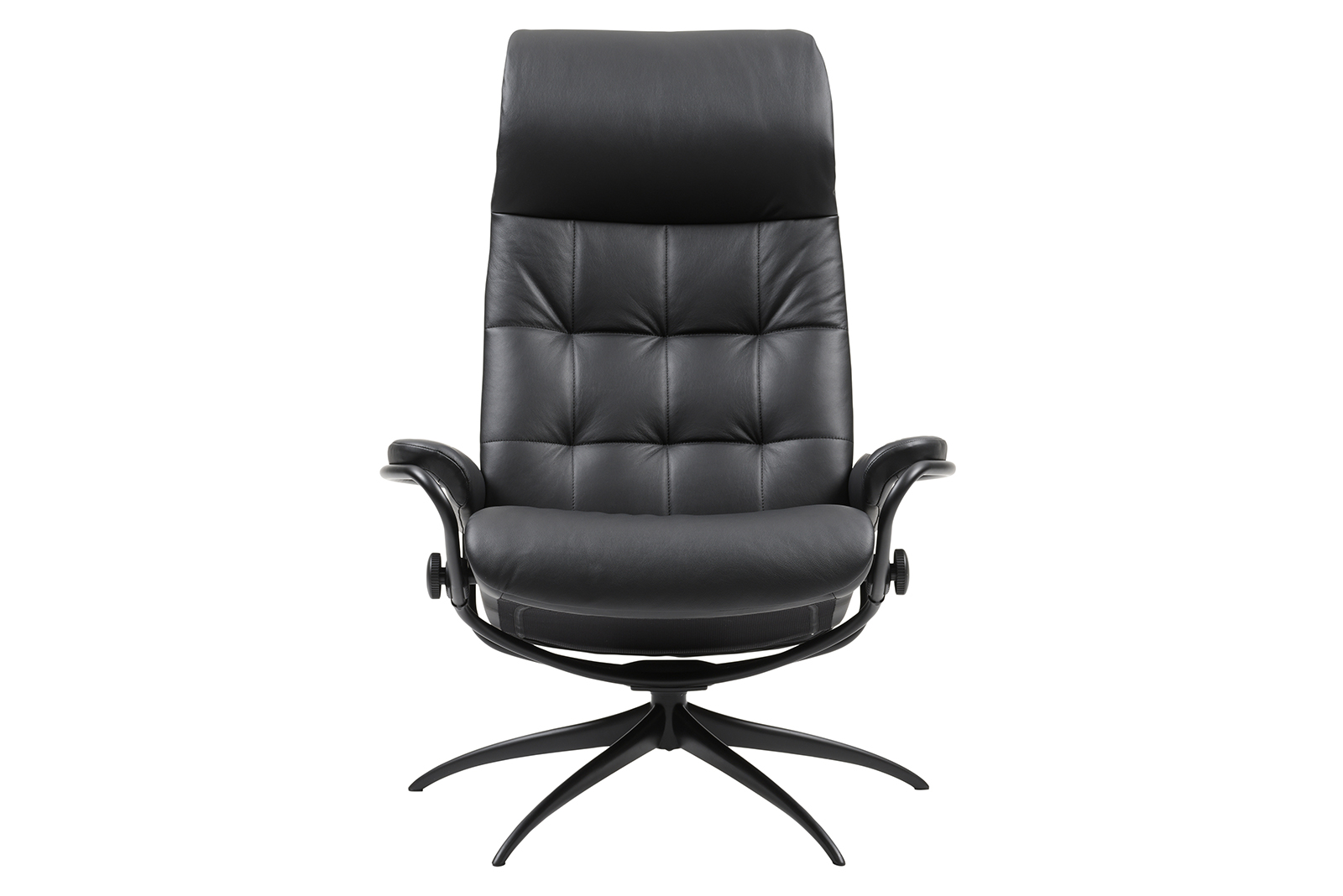London lenestol I hud Batick Black og Star understell i sort aluminium med BalanceAdapt. Medium