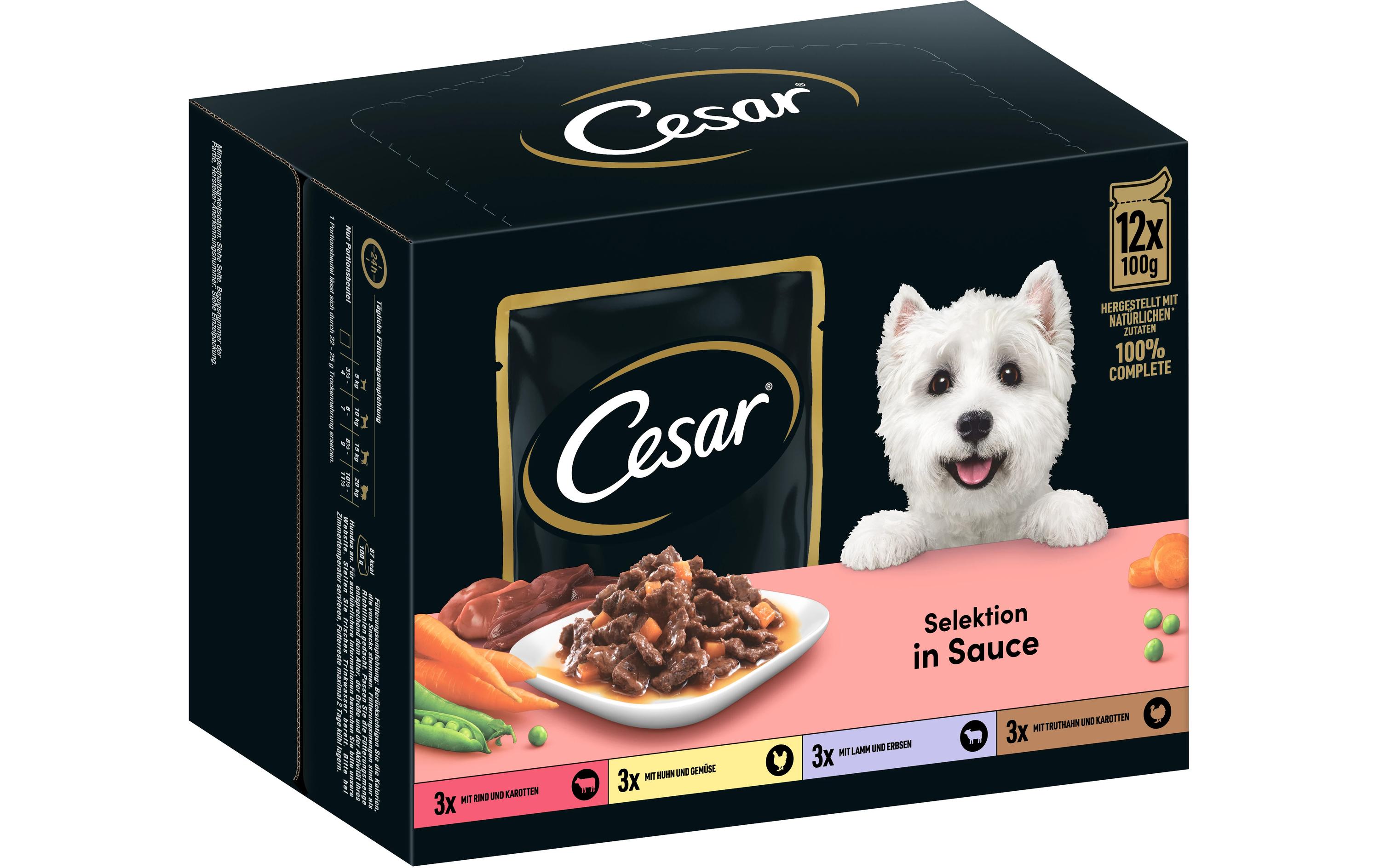 Nassfutter Pouch in Sauce Adult Selection 12 x 100 gAusgewogene Mahlzeiten in schmackhafter Sauce für ausgewachsene Hunde