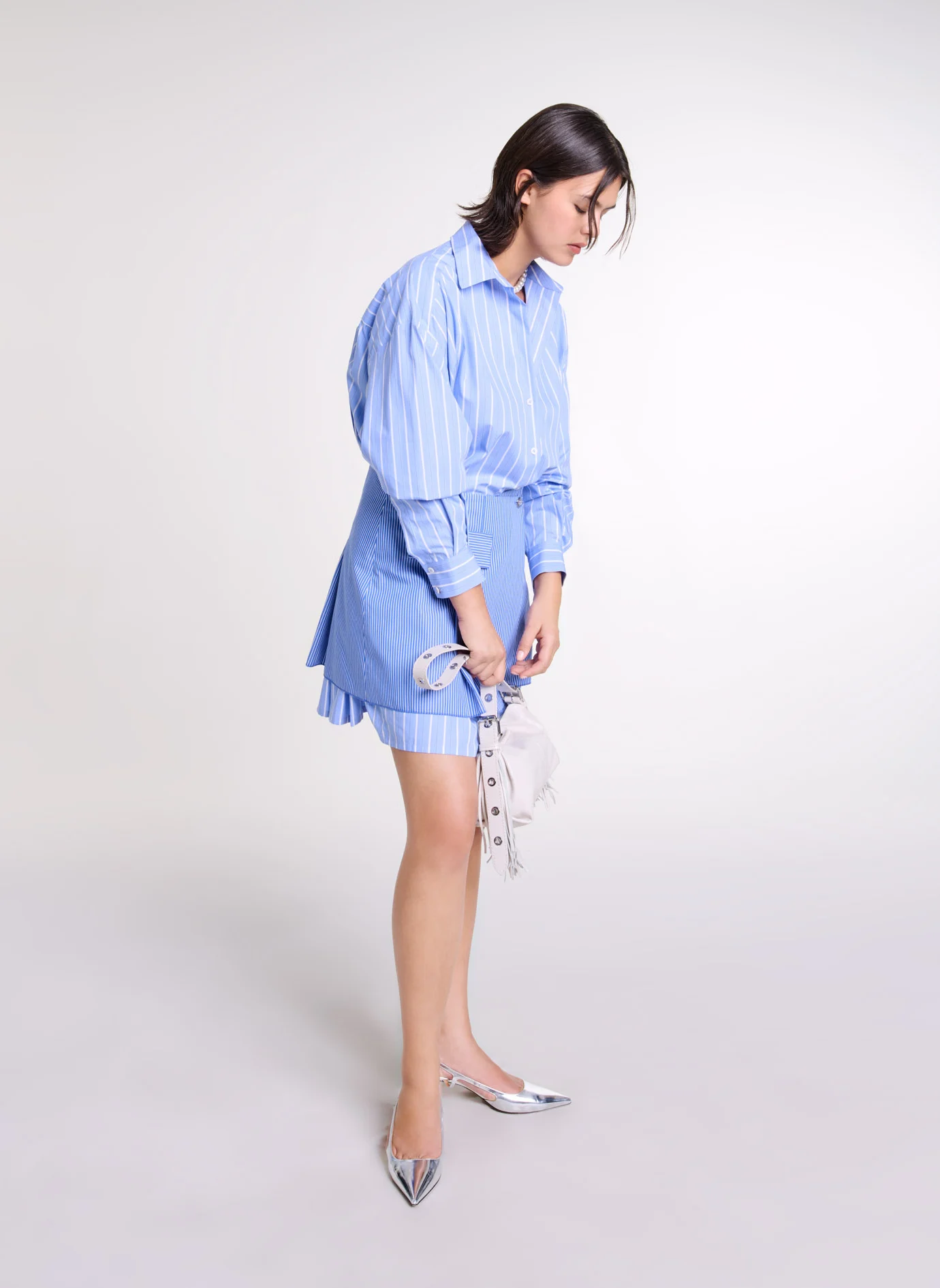 Robe chemise courte en coton | Multicolore