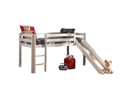 VIPACK - Lit enfant Lit mi-hauteur 90x200 avec toboggan sommier inclus et housse...