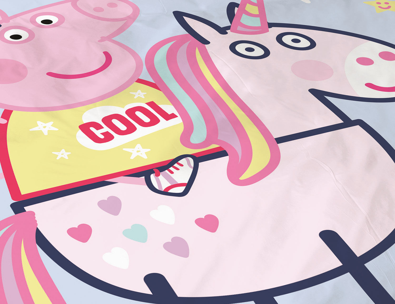 Bettwäsche mit Peppa Wutz auf einem magischen Einhorn