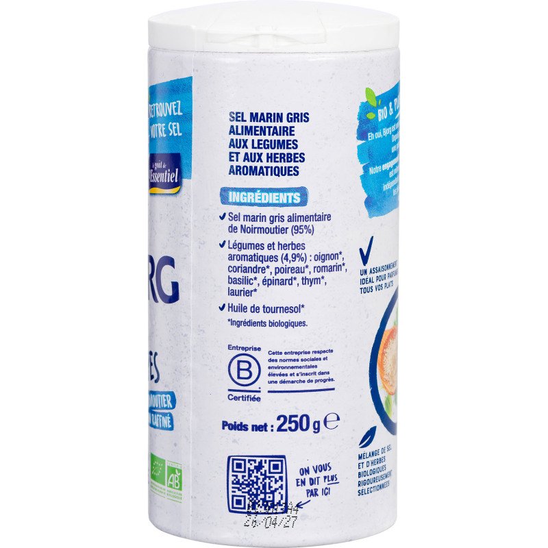 Sel aux herbes bio Bjorg  - Boite distributrice de 250 g