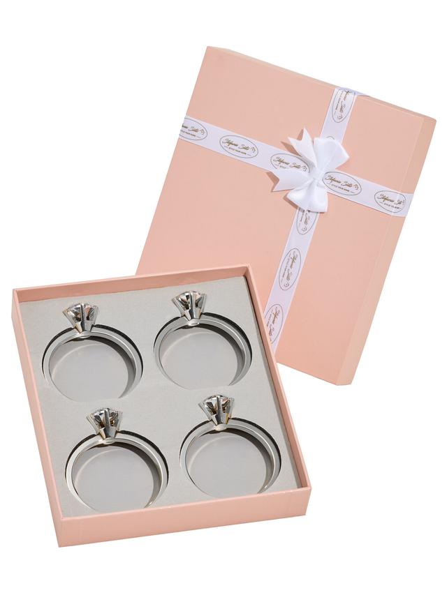 Serviettenring Diamant mit Box, 4er-Set
