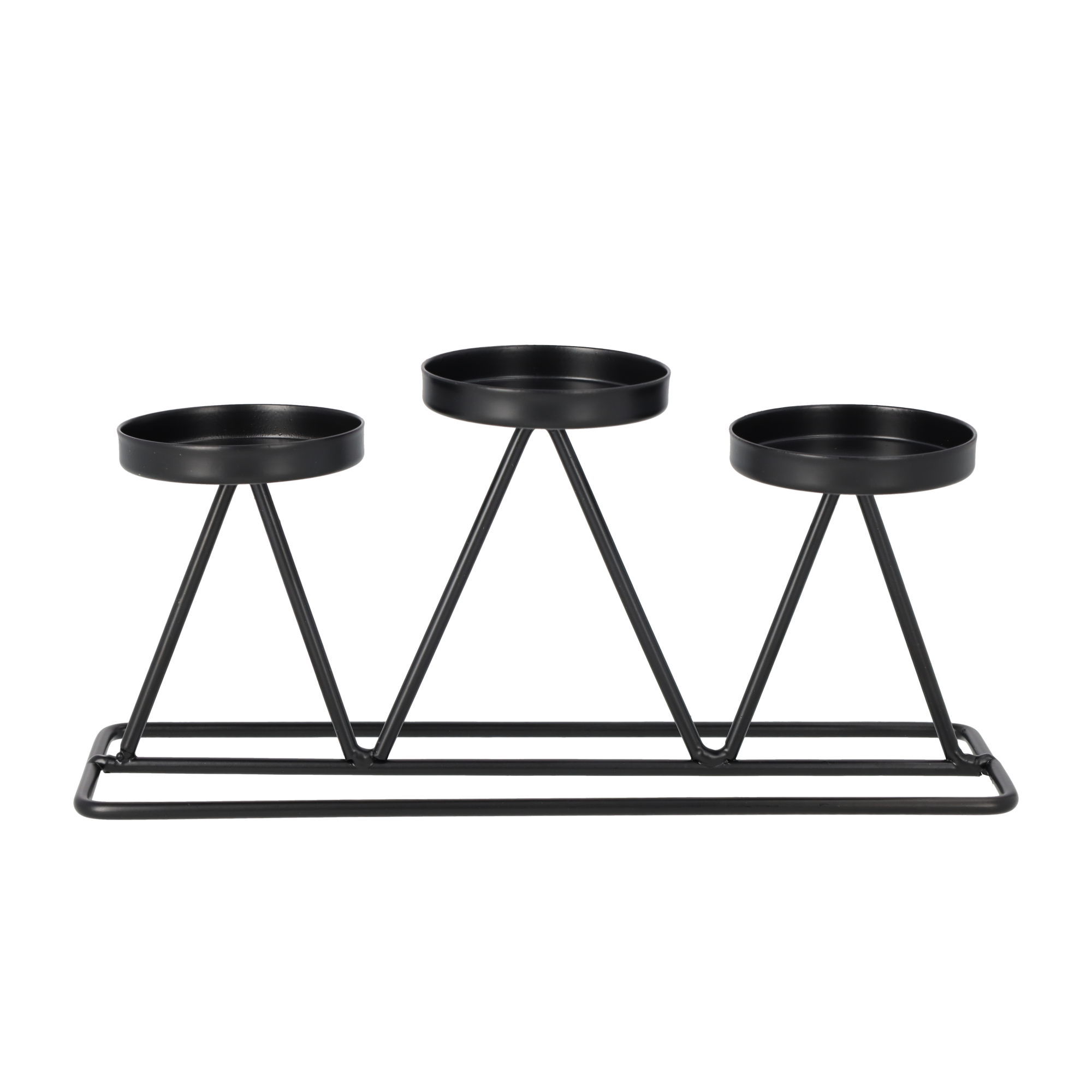 (2er Set) 3-fach Metall Deko Teelicht Halter Home Accessoire Kerzen Ständer - Schwarz