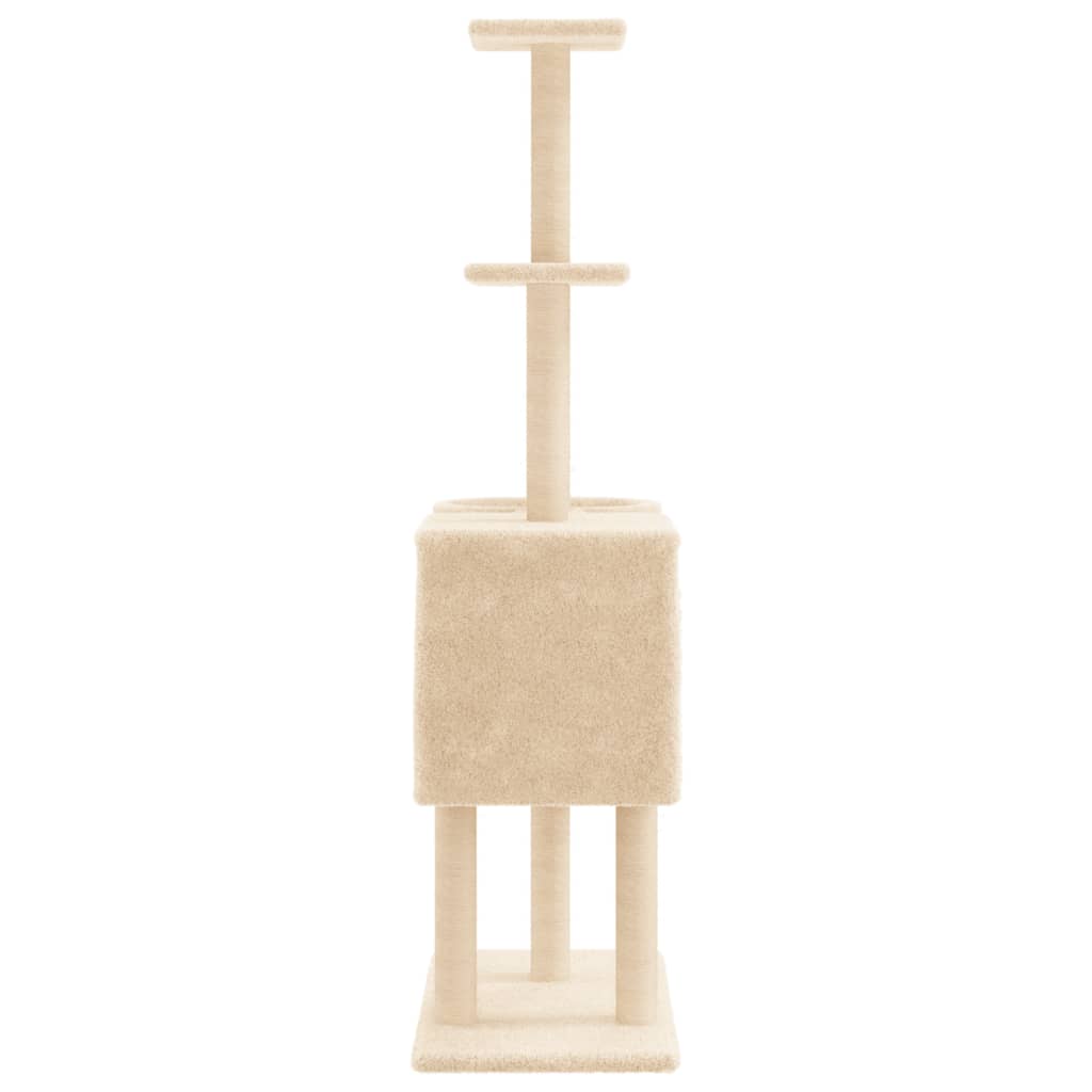 Arbre à chat avec griffoirs en sisal crème 145 cm