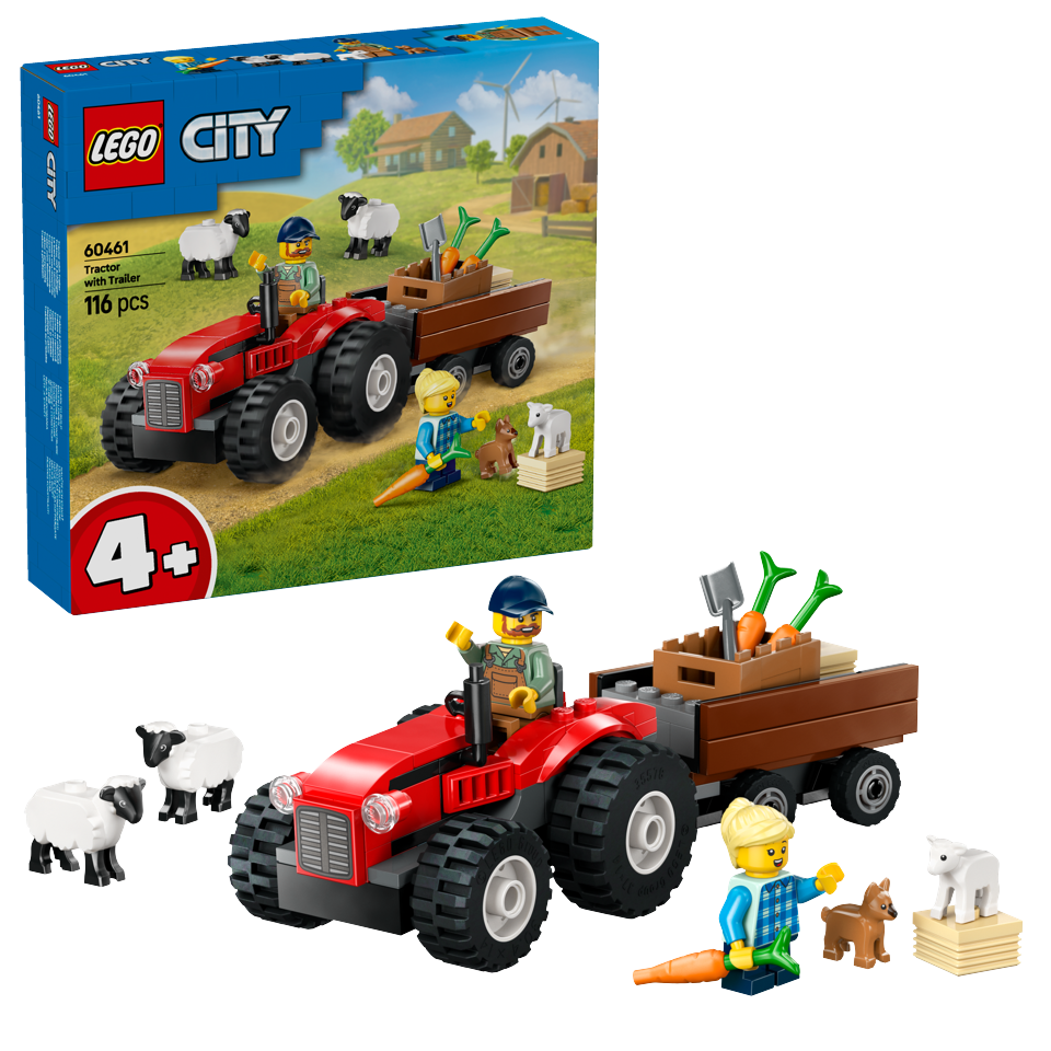 LEGO - LEGO City - Rød traktor med anhænger og får (60461)
