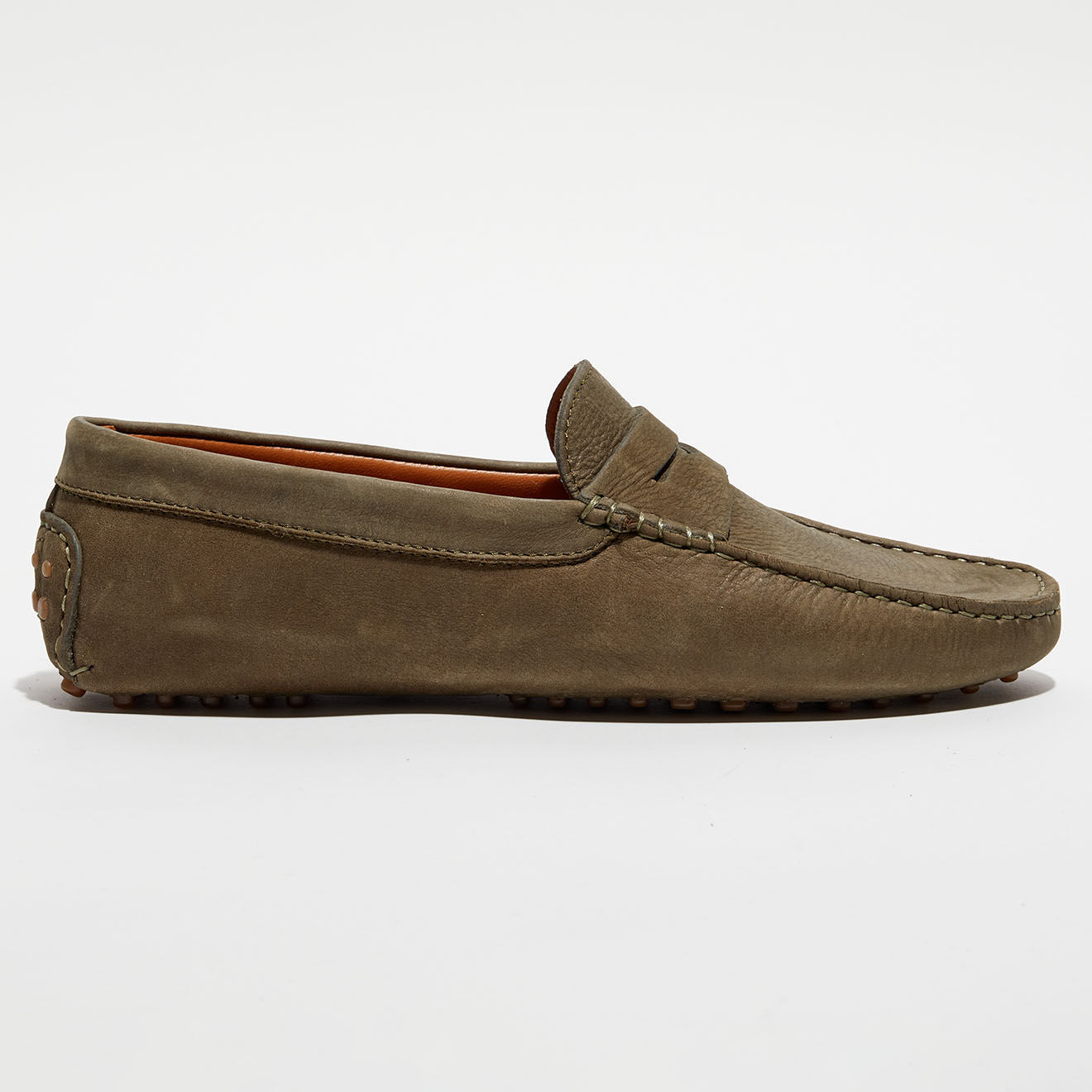 Loafers Mocassins en Velours de Cuir Martin kaki