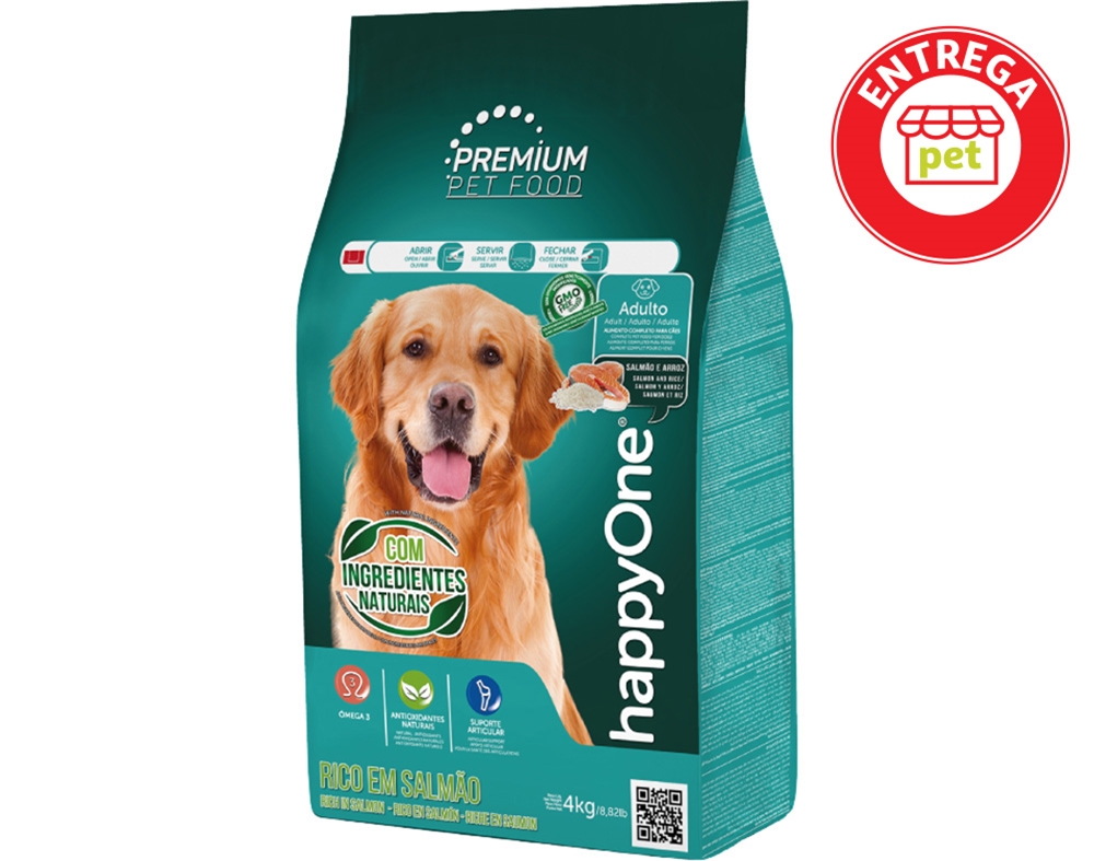 RAÇÃO PARA CÃO HAPPYONE PREMIUM SALMÃO E ARROZ 4KG