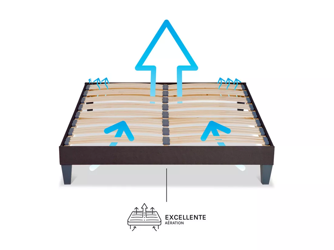 OLYMPE LITERIE | Sommier à lattes en bois KIT15 140x200 cm | Coloris Gris anthracite | Livré en kit