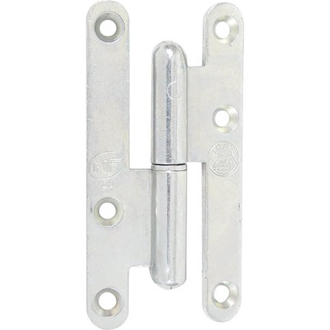 Paumelle de Paris bois bouts ronds - gauche - H 110 mm - l : 55 mm - zingué