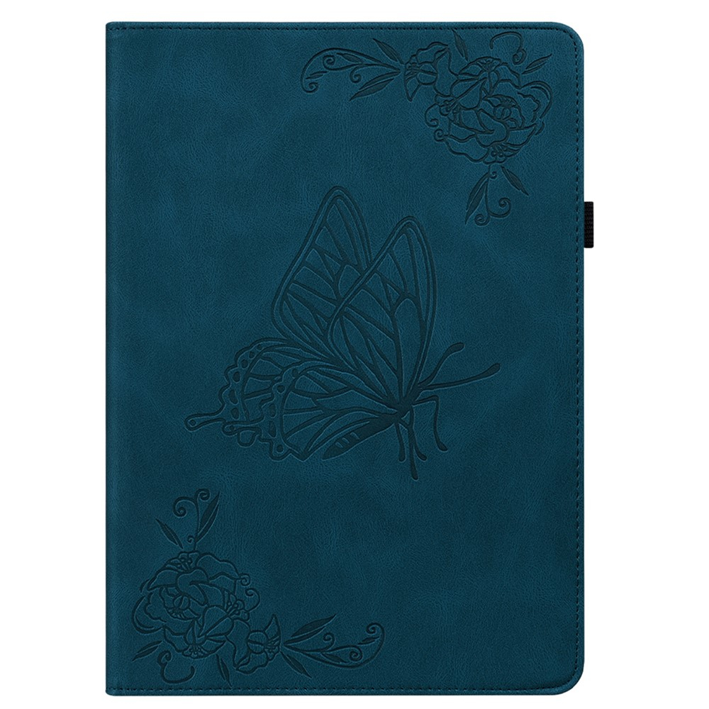 Samsung Galaxy Tab A11  Plus / A9  Plus Leder Tasche Flip Cover Schmetterling Imprint - Blau