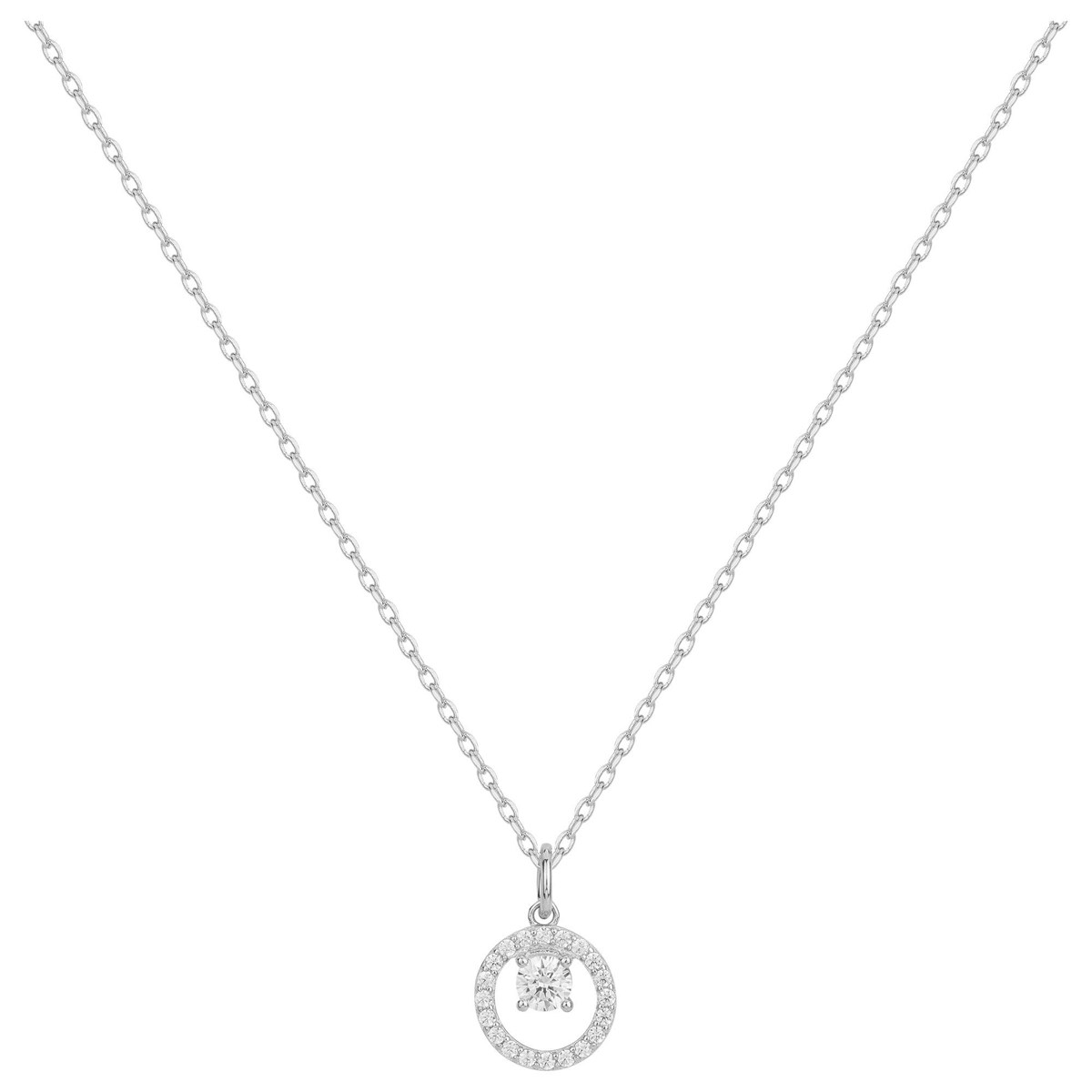 Collier mono-motif en Argent avec oxyde de zirconium blanc