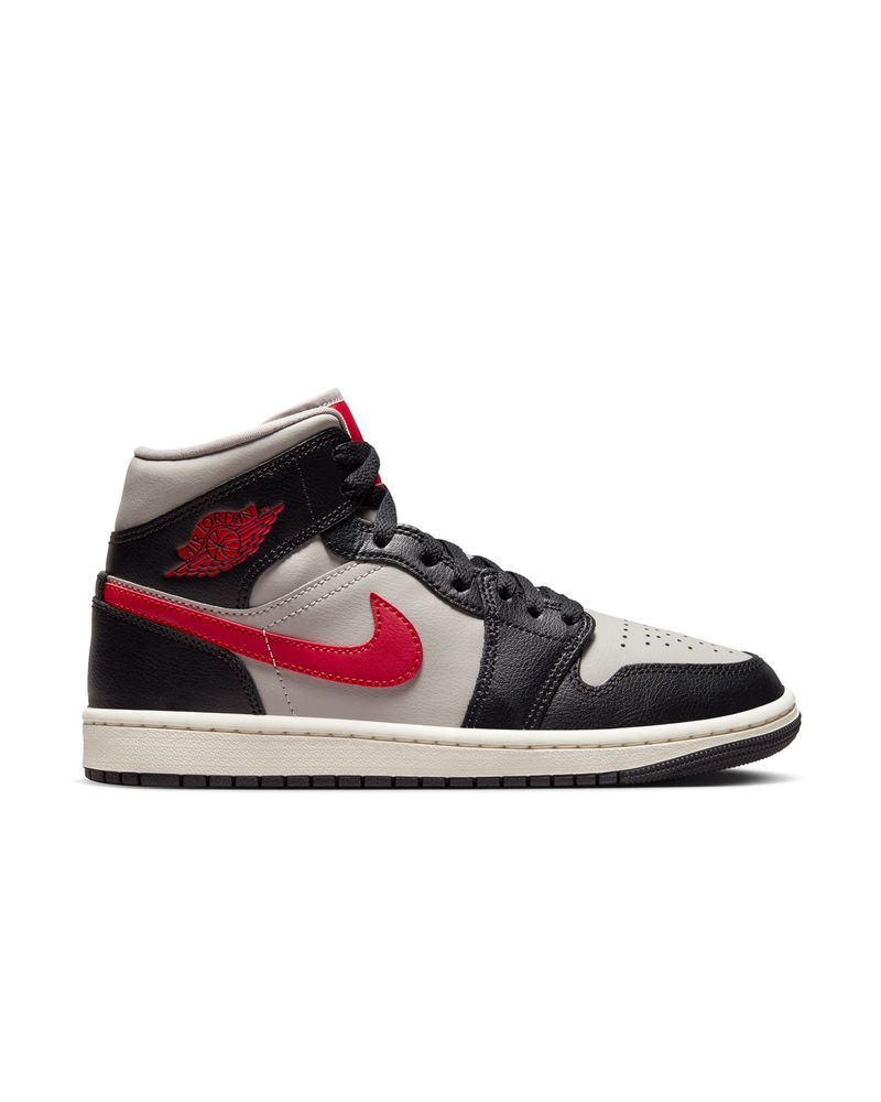 Chaussures Nike Air Jordan 1 Mid Noir/Gris/Rouge pour femme