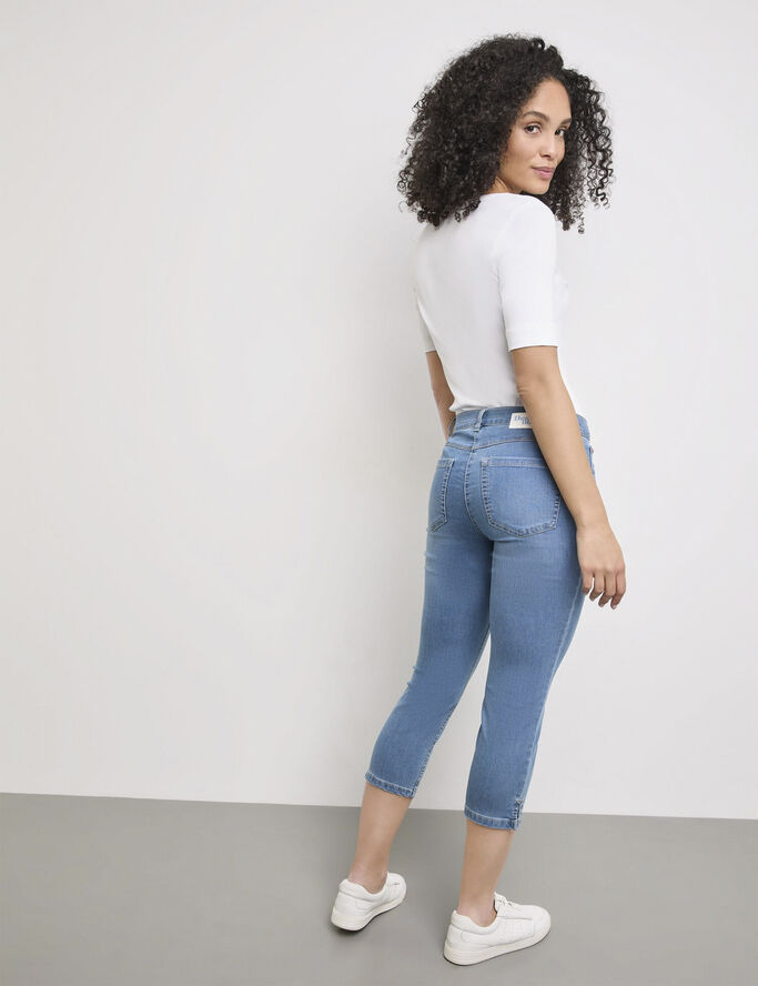 Gerry Weber PANT LEISURE CROPPED Blue denim with use
