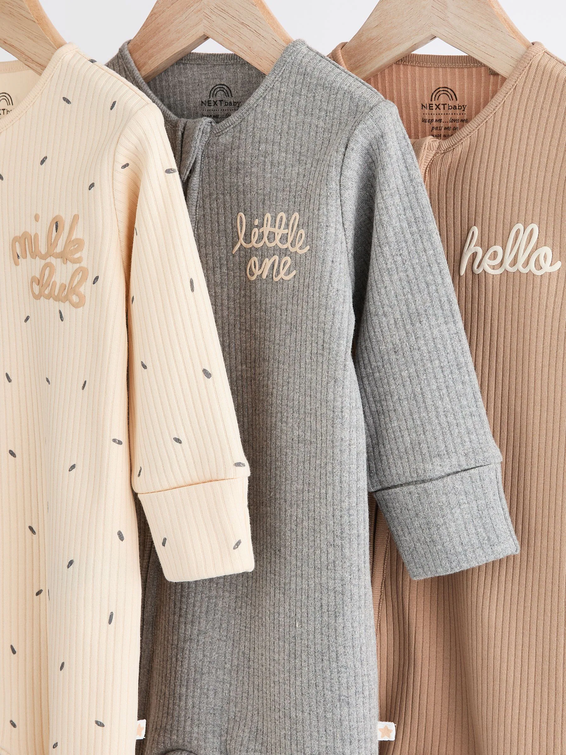Naturel Milk Club - Set van 3 babyslaapzakjes met tweewegrits van 100% katoen (0 mnd - 2 jr)