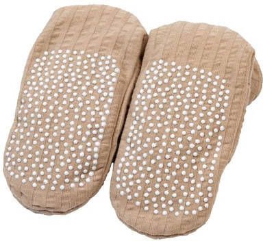 Lodger Antislip Kindersloffen Beige Luchtig Katoen Drukknoopsluiting 6-12 Slipper Seersucker