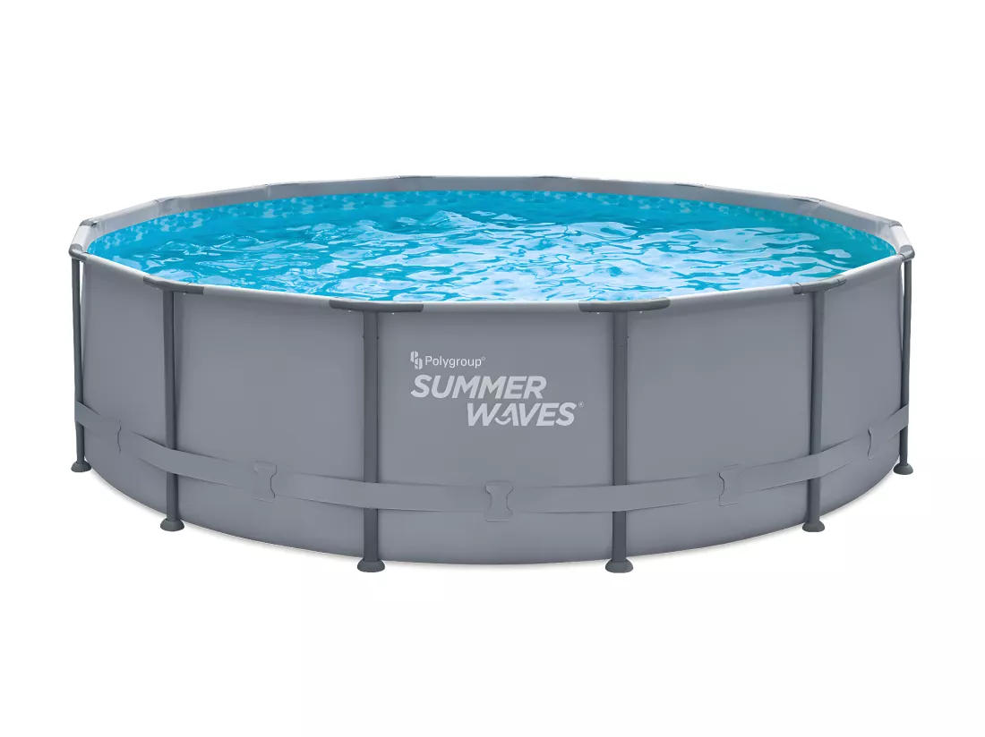Piscine tubulaire ronde grise avec pompe filtrante à cartouche - D427 x H107 cm - NISOKA