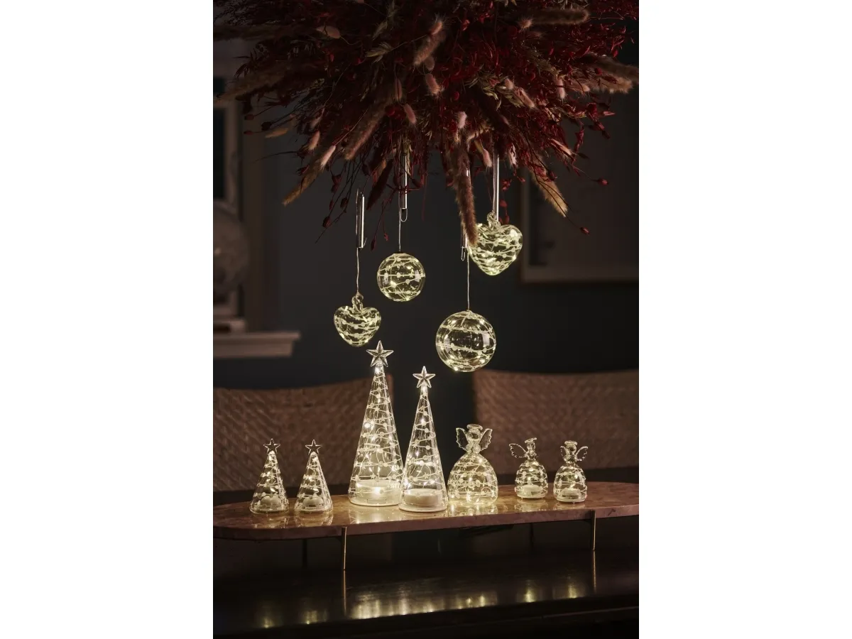 Sirius Home Sweet Christmas Heart, Dekorativ lysfigur, Transparent, Glas, 5 pære(r ), LED, Batteri