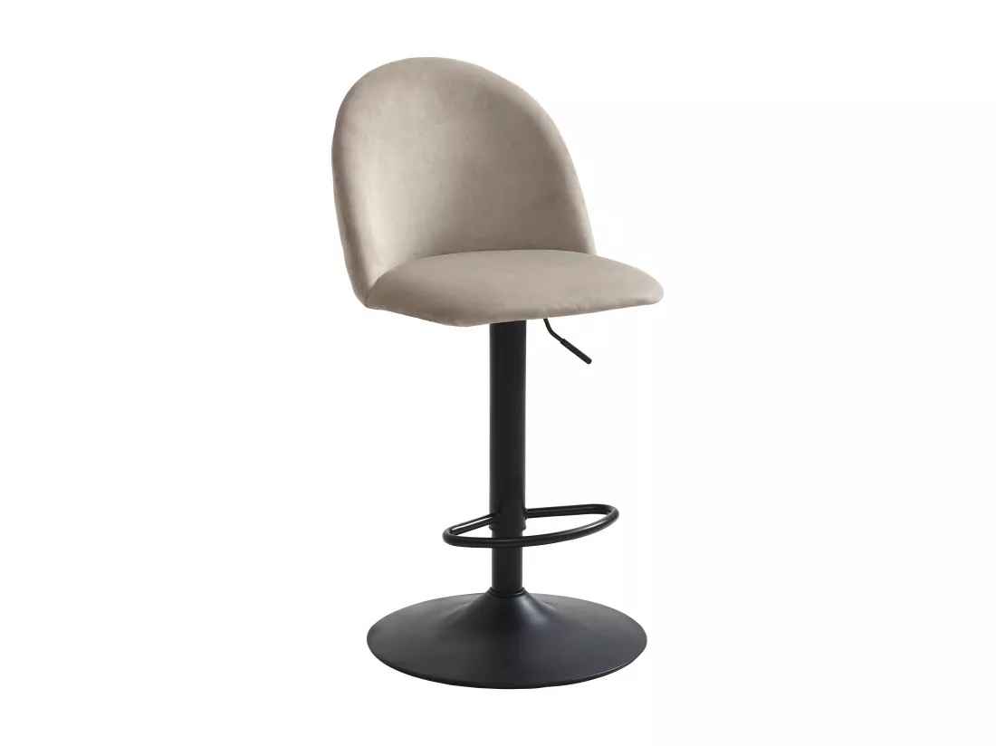 Lot de 2 tabourets de bar en velours et métal noir - Hauteur réglable - Beige - MELBOURNE