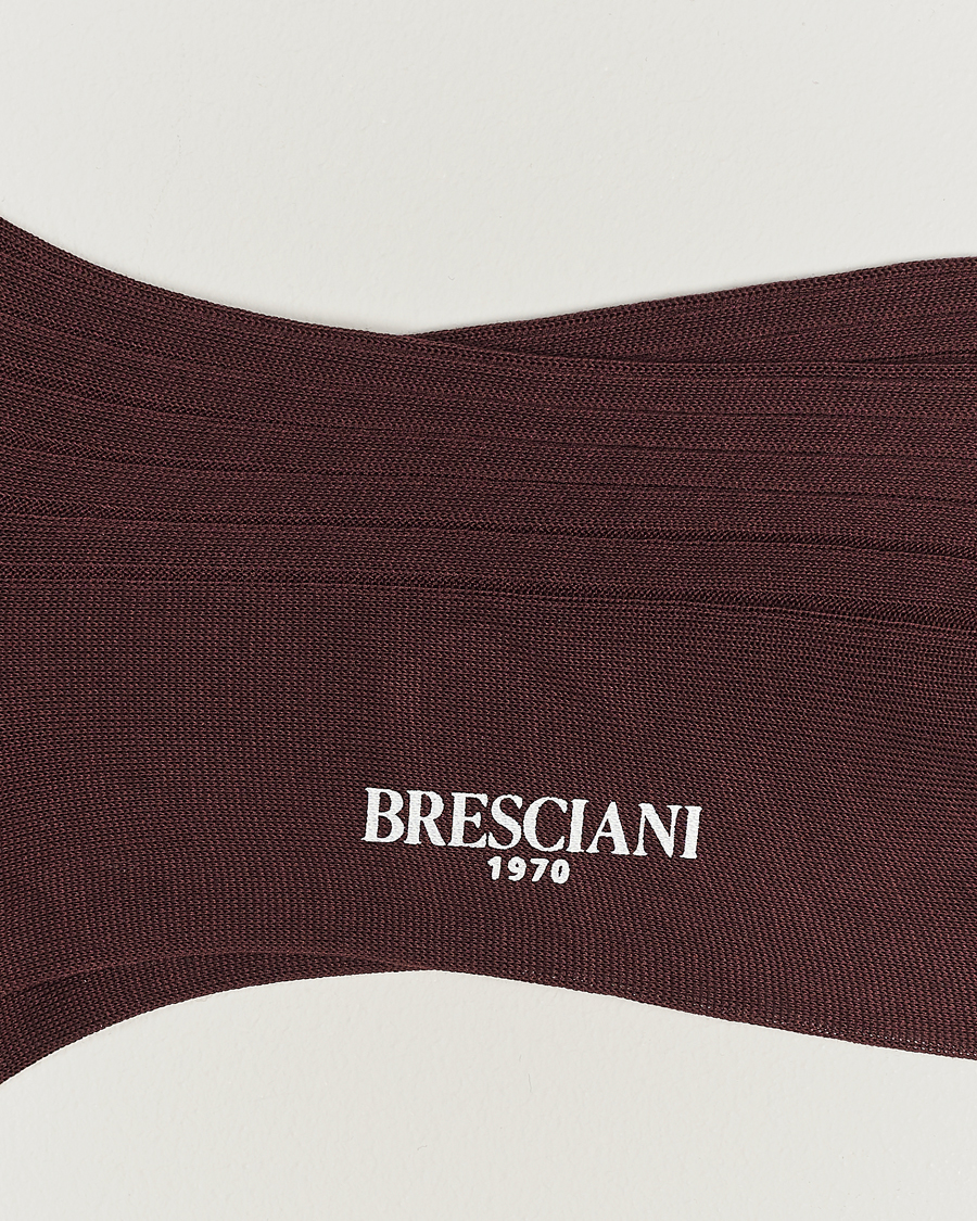 Bresciani Cotton Ribbed Short Socks Burgundy