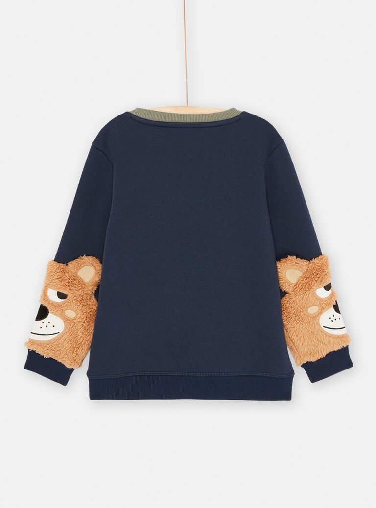 Sweat bleu nuit à motifs ours pour garçon