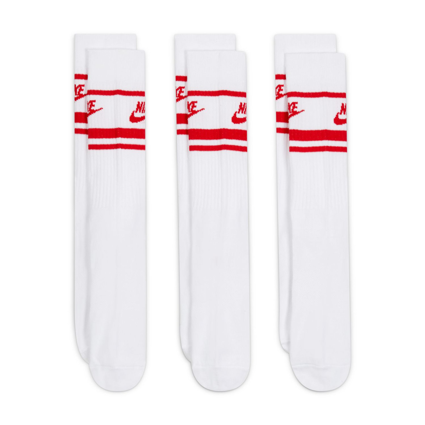 Nike Sportswear Everyday Essential Sportsokken 3-Pack Wit Rood
