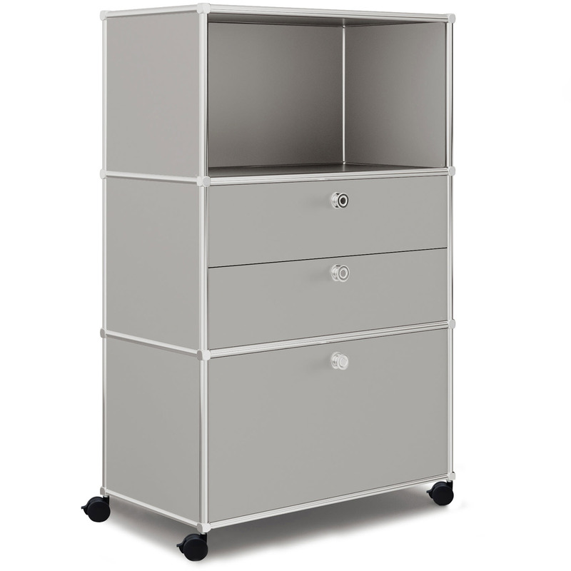 Highboard VEROM, 2 Schubladen, 1 Hängeregisterauszug, hellgrau