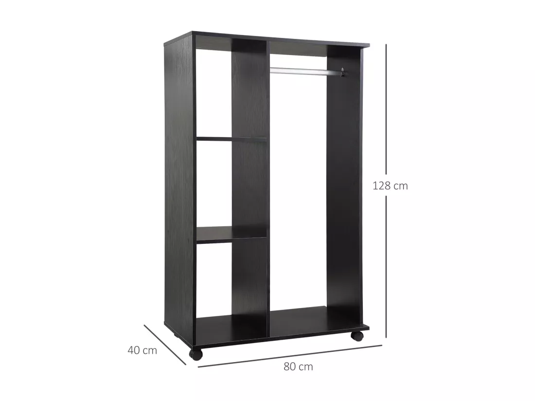 Armoire penderie armoire de rangement mobile panneaux de particules noir