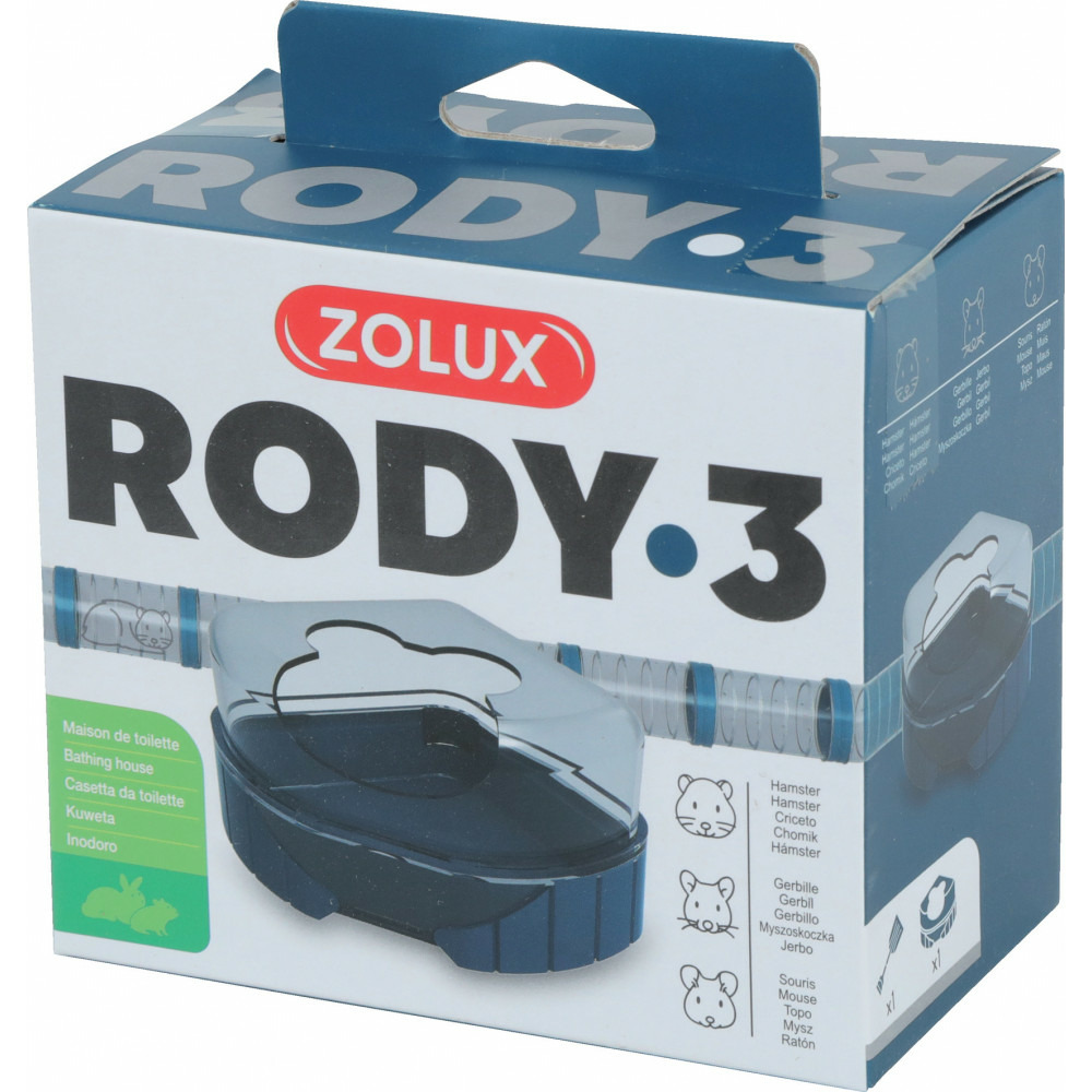 1 maison de toilette pour petits rongeurs rody3 couleur bleu taille 14.3 c