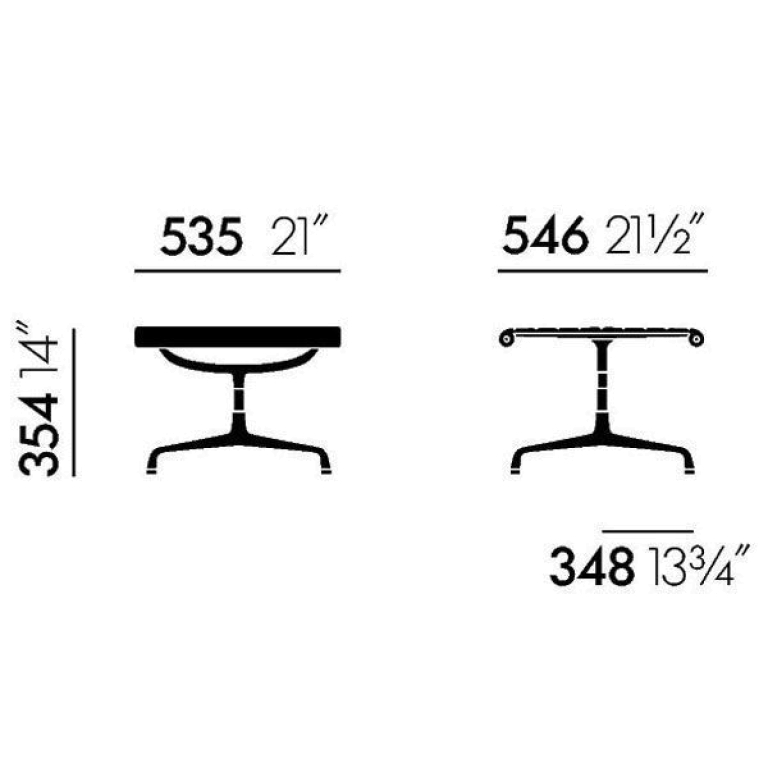 Vitra EA 125 voetenbank leder chocolade, onderstel verchroomd