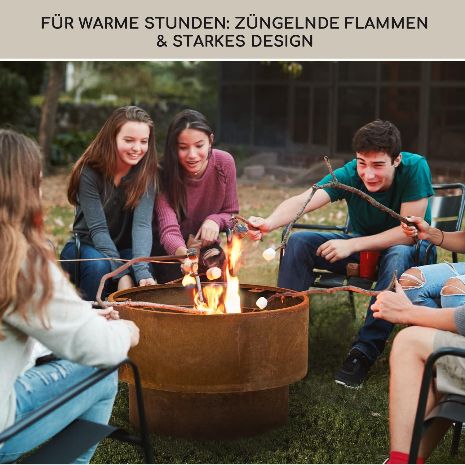 Blumfeldt Tragbarer Holzöfen-Grill für Garten und Camping, mit Ständer, multifunktional, sehr robust