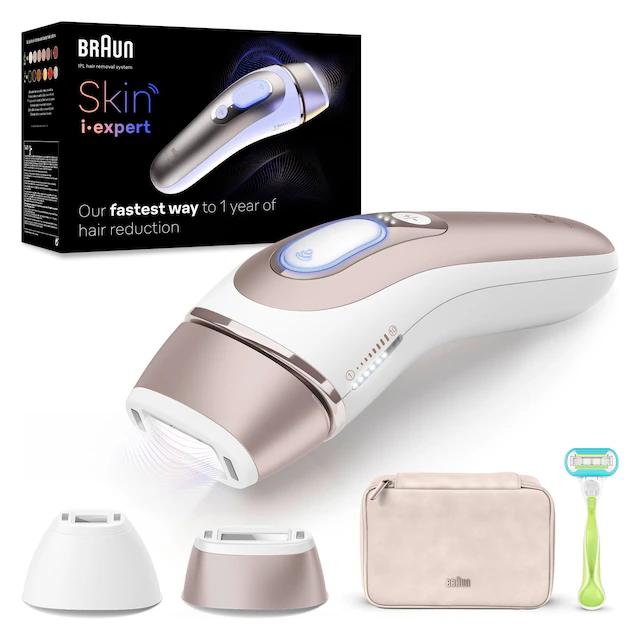 Braun IPL-Haarentferner »Smart Skin i·expert PL7147« 2 Aufsätze für Gesicht & Körper, Venus Rasierer & Aufbewahrungstasche