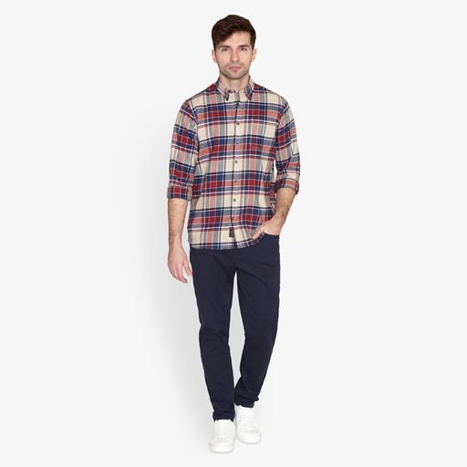 Signal Sander Stripe Flannel Skjorte, Red Henna, XL