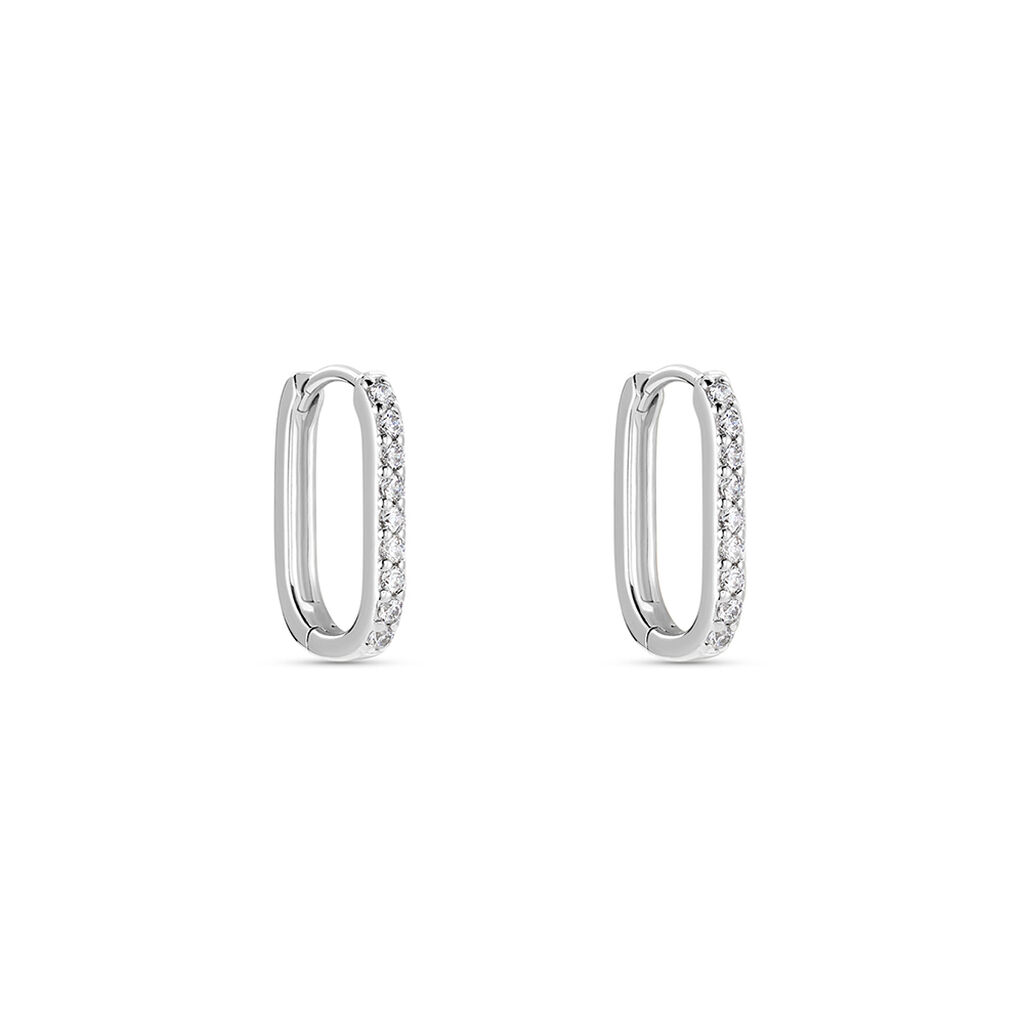 Créoles Trait D'union Argent Rhodié Oxyde De Zirconium