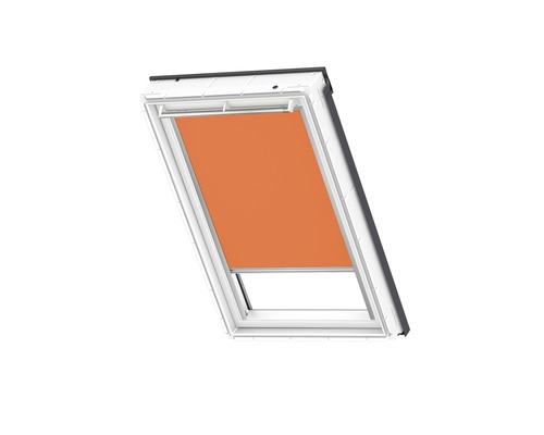 VELUX verduisterend rolgordijn, effen oranje, handmatig, wit frame, DKL C02 4564SWL