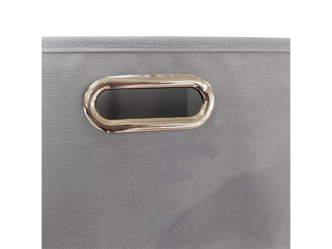 Panier à linge 2 compartiments pliant en tissu gris - BASKET