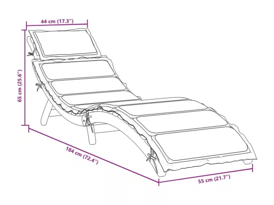 Chaise longue avec coussin rouge bois d'acacia solide