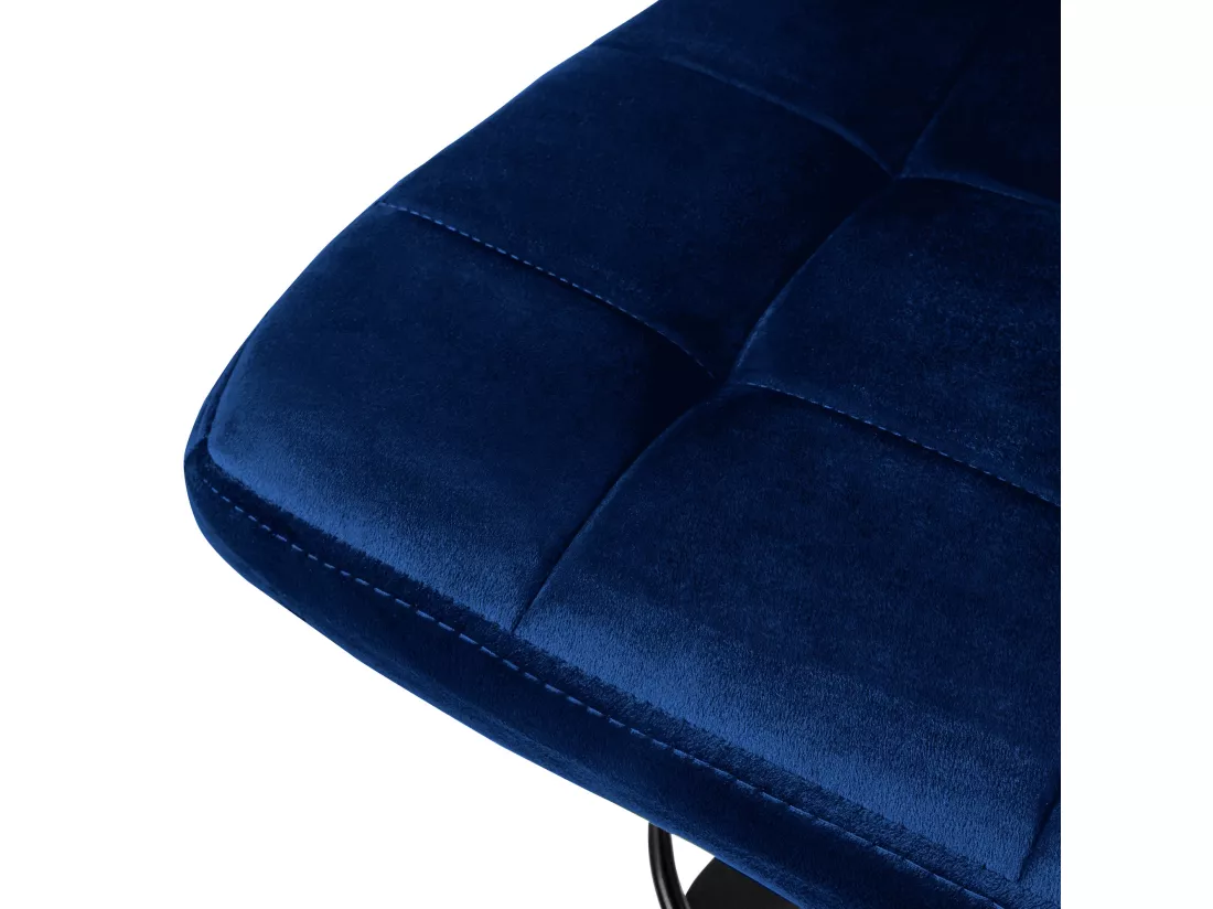 Lot de 4 tabourets de bar rembourrées en velours bleu chaise réglable en hauteur