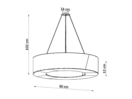 Sollux SATURNO Suspension Cylindrique Noir 90cm E27