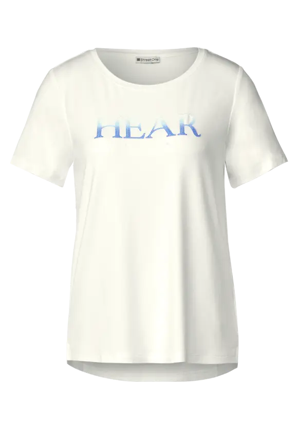 T-Shirt mit Pailletten Print - off white