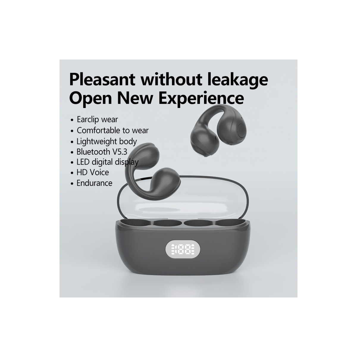 Trådløse Bluetooth 5.3 Bone Conduction-hodetelefoner Sort