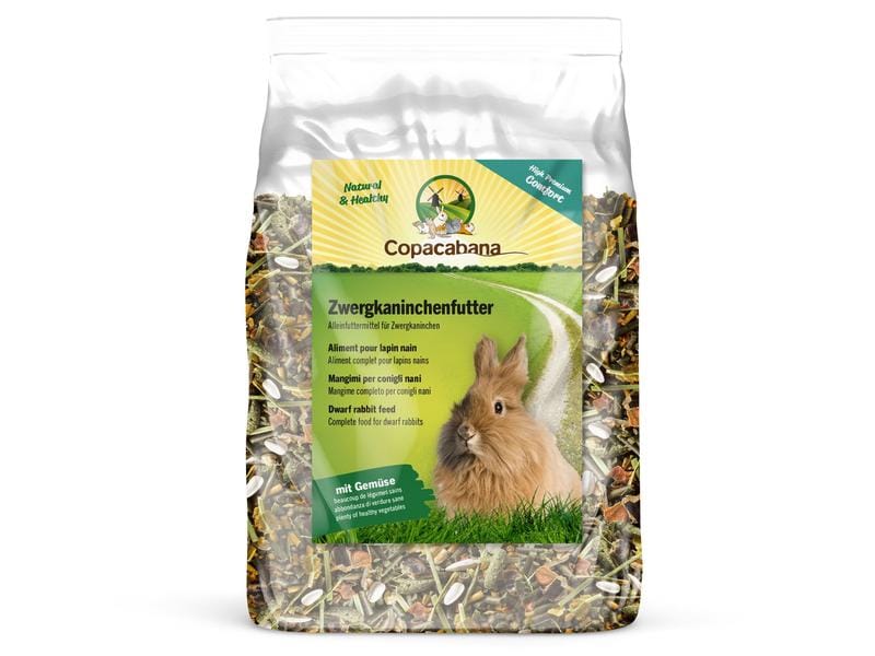 Copacabana Hauptfutter Zwergkaninchenfutter Comfort, 4 kg Alleinfuttermittel für Zwergkaninchen
