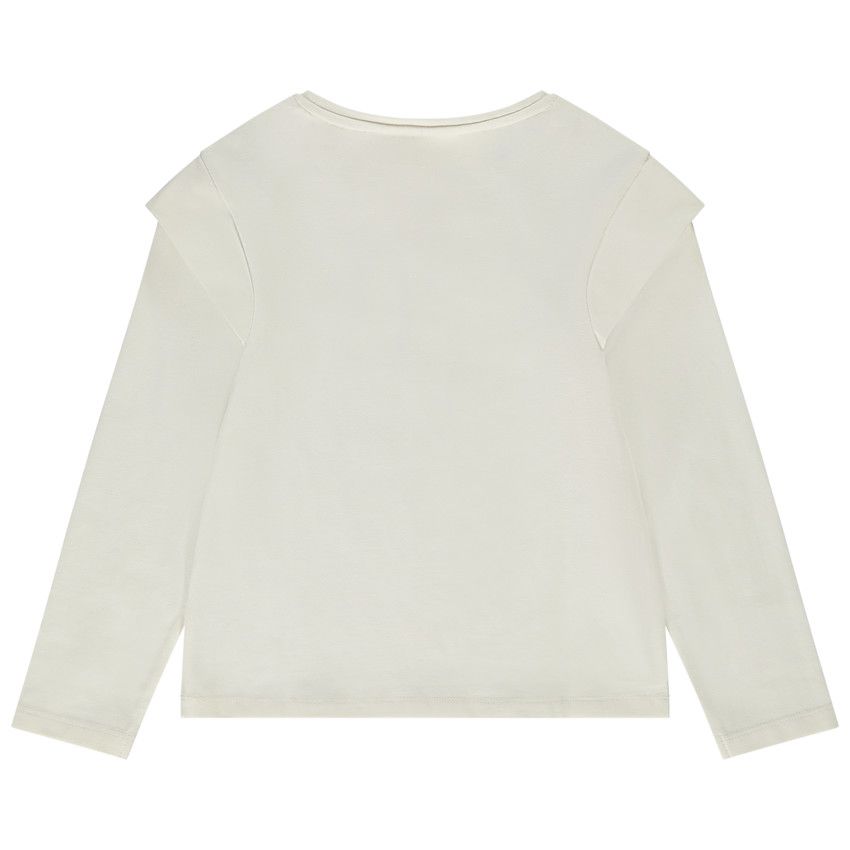 T-shirt manches longues print cœurs pour fille - Ecru