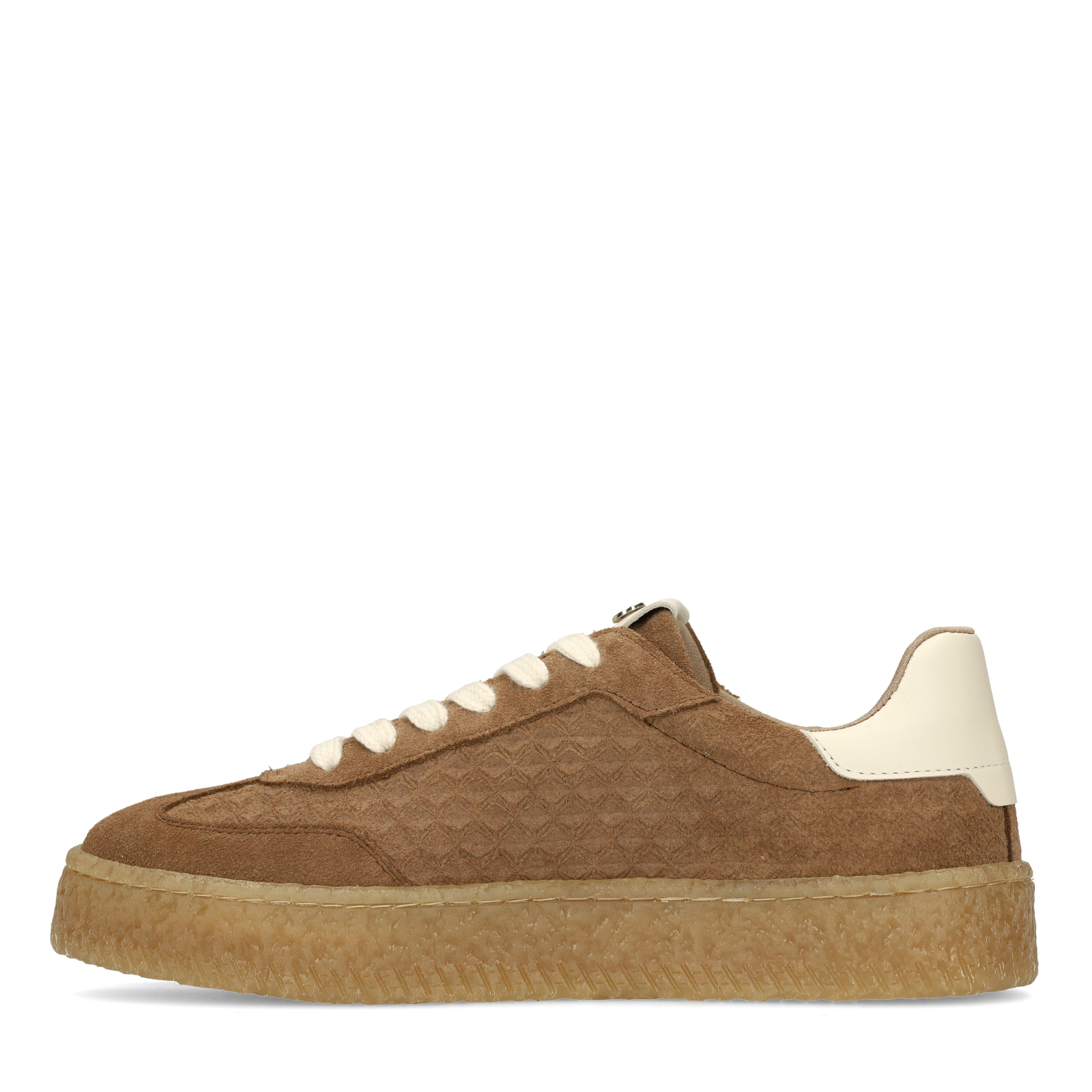 Bruine leren sneakers met suède details