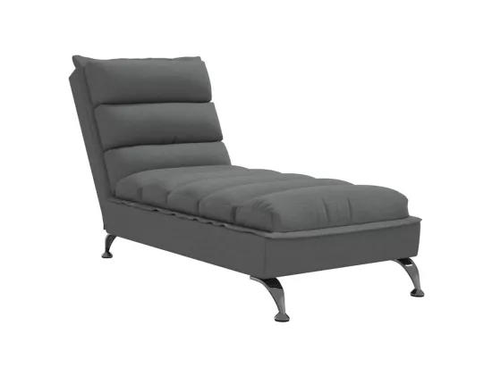 Chaise longue avec coussins gris foncé tissu