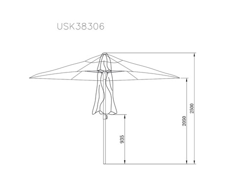 Soluna Cessy middenstokparasol, Ø 300 cm, polyester (PES), donkergrijs