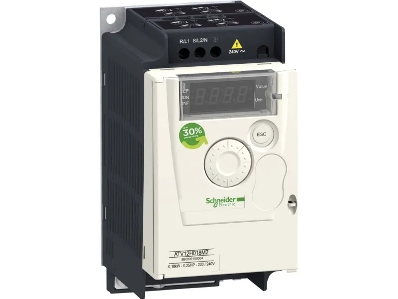 Schneider Electric ATV12H037M2, Sort, Hvid, 200-240 V, 50-60 Hz, 72 mm, 121,2 mm, 143 mm