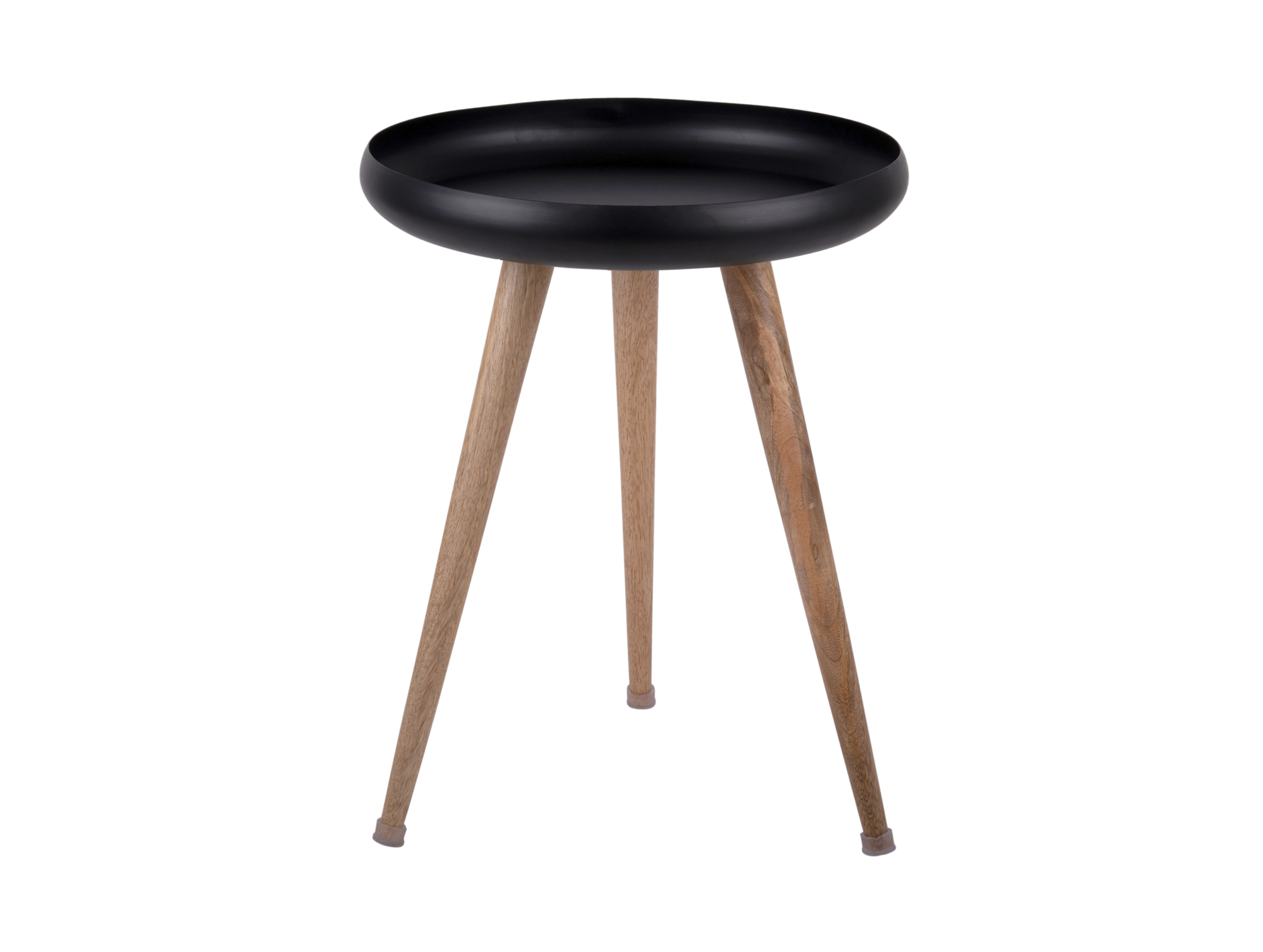 Table set Tripod metal black, mango wood legs
