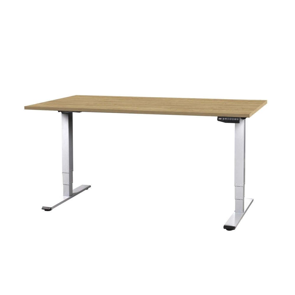 CONTINI höhenverstellbarer Bürotisch 180 x 80 cm Eichendekor / Gestell weiss