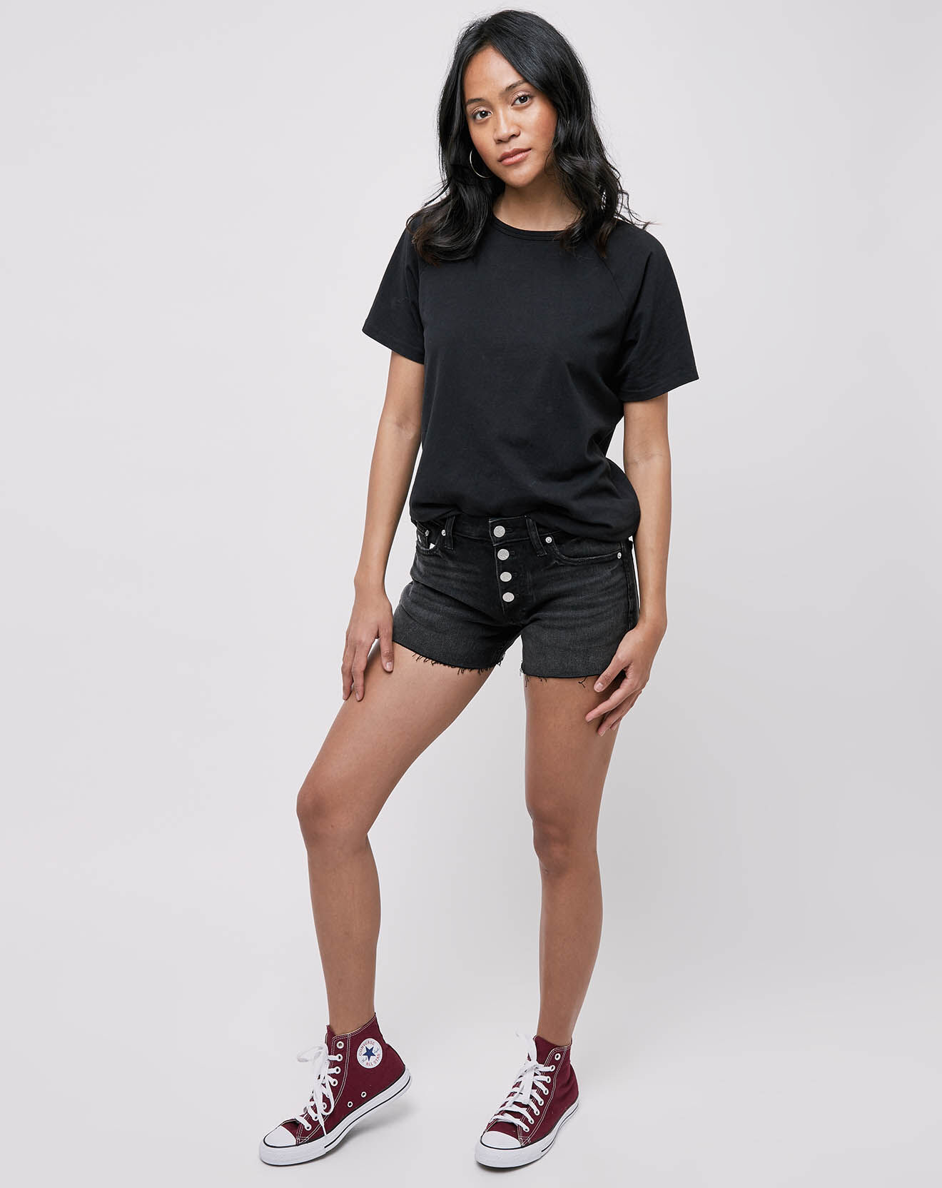 Calvin Klein Short en jean Mid Rise noir délavé